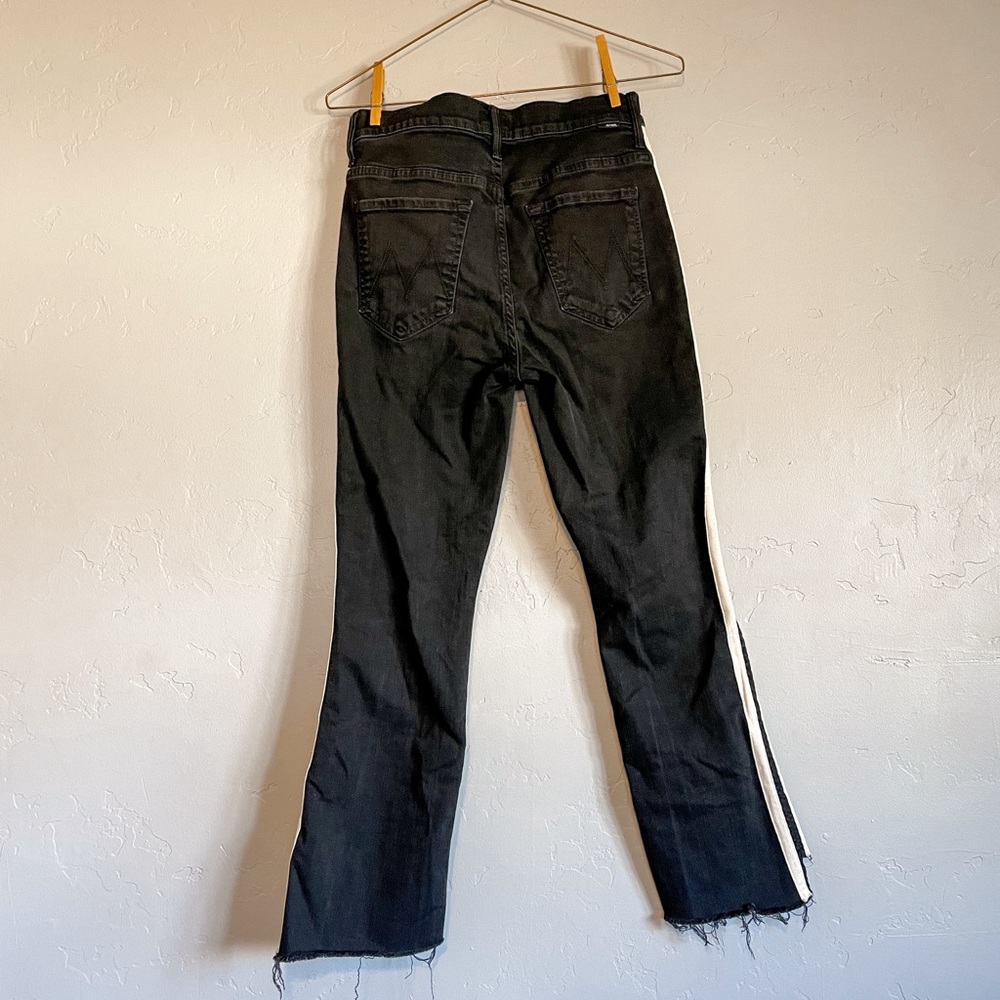 MOTHER The Insider Crop Step Fray Jeans in Guilty Racer Black - Picture 4 of 9